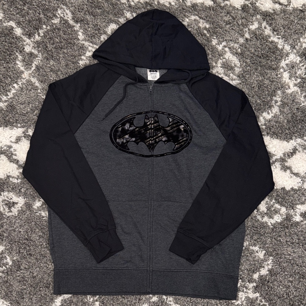 NWOT Black and Gray Batman Zipper Hoodie - XL